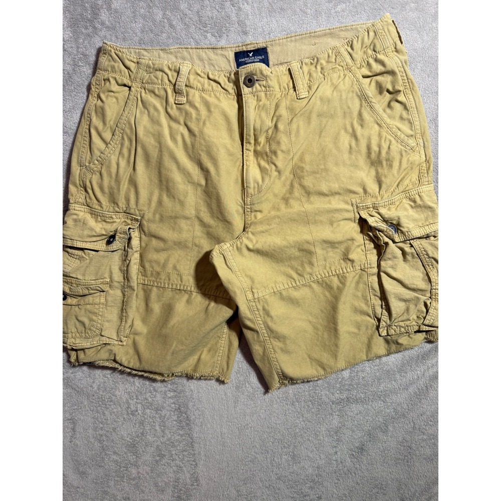 American Eagle Outfitters Mens Khaki Cargo Shorts Tan Cotton Size 36